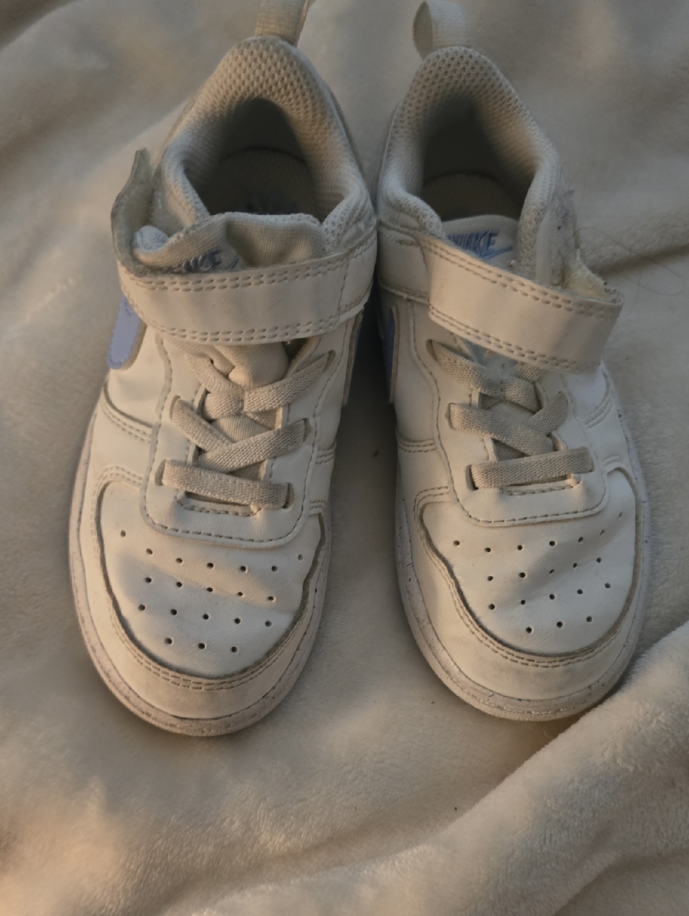Nike Kids White Sneakers with Light Blue Accent
